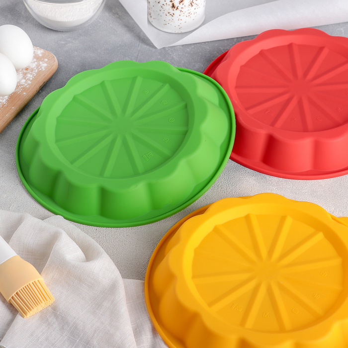 Форма для выпечки "Круг. Дольки" 25х25х4 см, цвета МИКС
