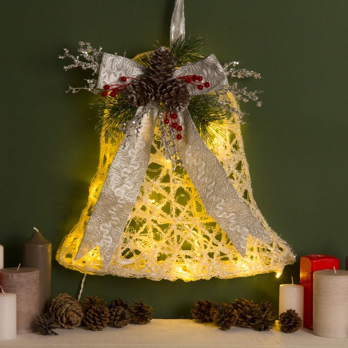 Фигура акрил. "Колокольчик с шишками белый" 45х11х40 см,20 ламп,220V, ТЕПЛ. БЕЛ