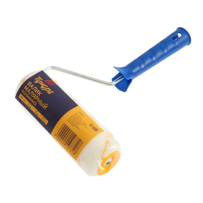 Валик TUNDRA basic, полиамид, 180 мм, ручка d=6 мм, D=42 мм, ворс 12 мм, желтая нить