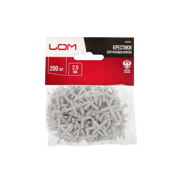 Крестики для кладки плитки LOM, 2.5 мм, в упаковке 200 шт