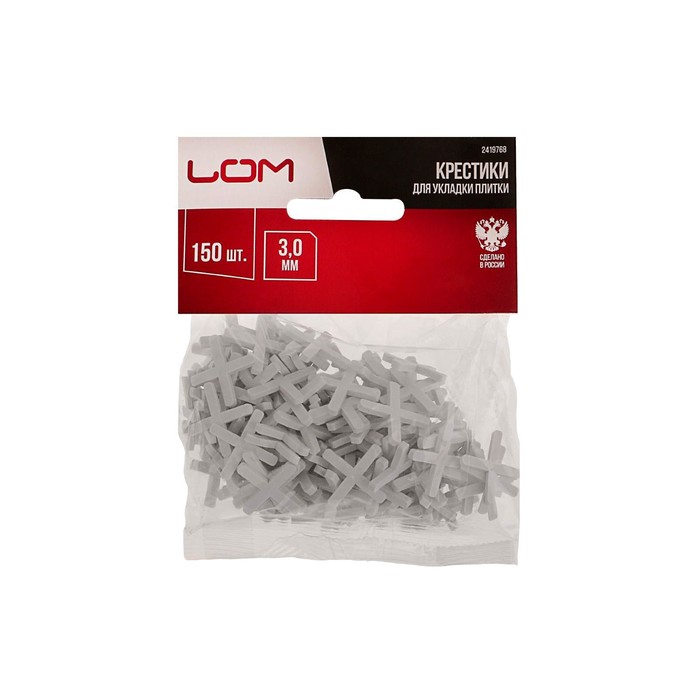 Крестики для кладки плитки LOM, 3.0 мм, в упаковке 150 шт