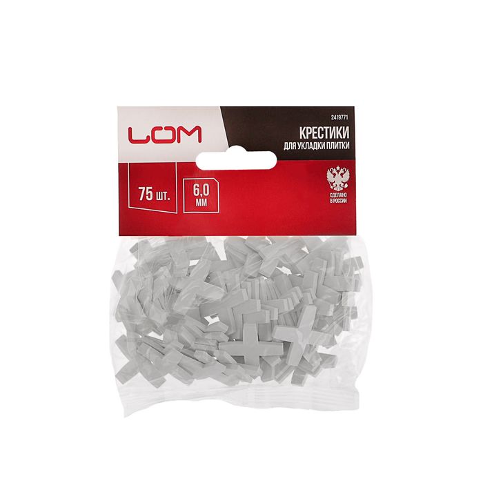 Крестики для кладки плитки LOM, 6.0 мм, в упаковке 75 шт