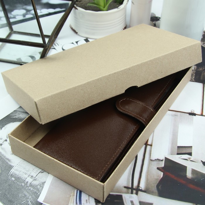 Визитница на кнопке, 2 ряда, цвет коричневый