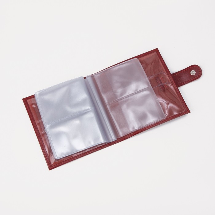 Визитница на кнопке, 2 ряда, цвет красный