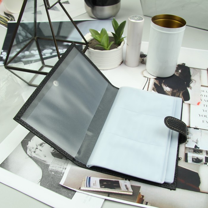 Визитница на кнопке, 3 ряда, цвет чёрный