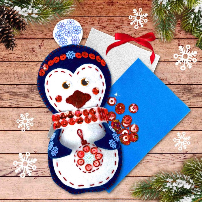 Игрушки из фетра "Пингвин", набор для создания елочной подвески