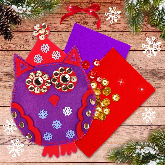 Набор для создания подвесной елочной игрушки из фетра "Совушка"