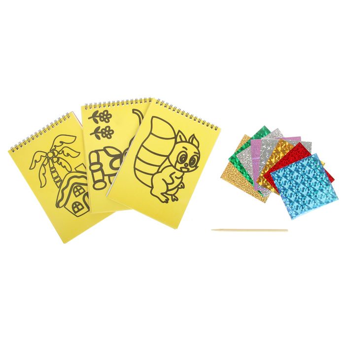 Фреска фольгой - альбом, 8 страниц, цвета МИКС