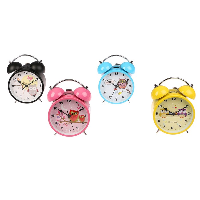 Будильник d=11,5см, плавный ход, на циферблате Совушки микс