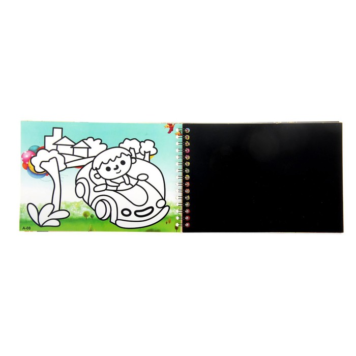 Фреска фольгой, гравюры, раскраска - альбом, 8 страниц, стека, цвета розовый