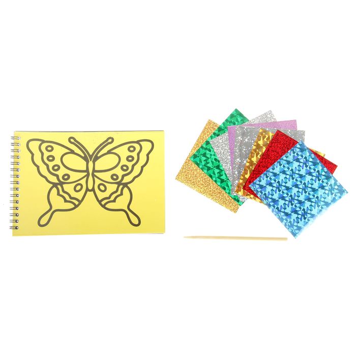 Фреска фольгой, гравюры, раскраска - альбом, 8 страниц, стека, цвета фиолетовый