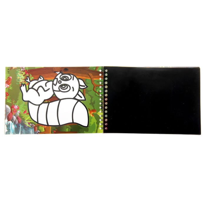 Фреска фольгой, гравюры, раскраска - альбом, 8 страниц, стека, цвета оранжевый