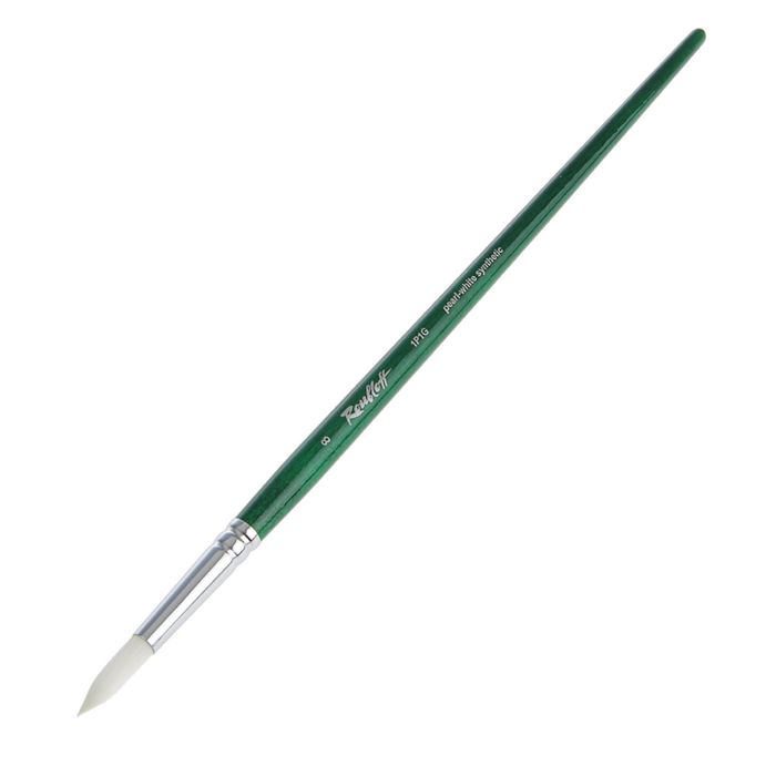 Кисть синтетика жемчужная круглая Roubloff 1Р1G № 8 длинная ручка ЖР1-08,0GБ