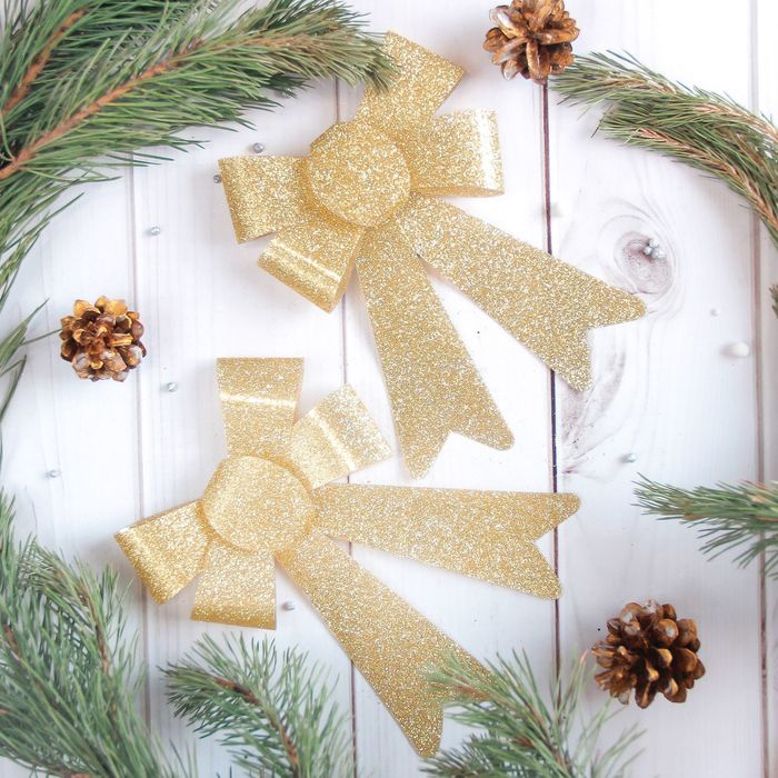 Украшение новогоднее "Бант" золото (набор 2 шт) 13*16 см