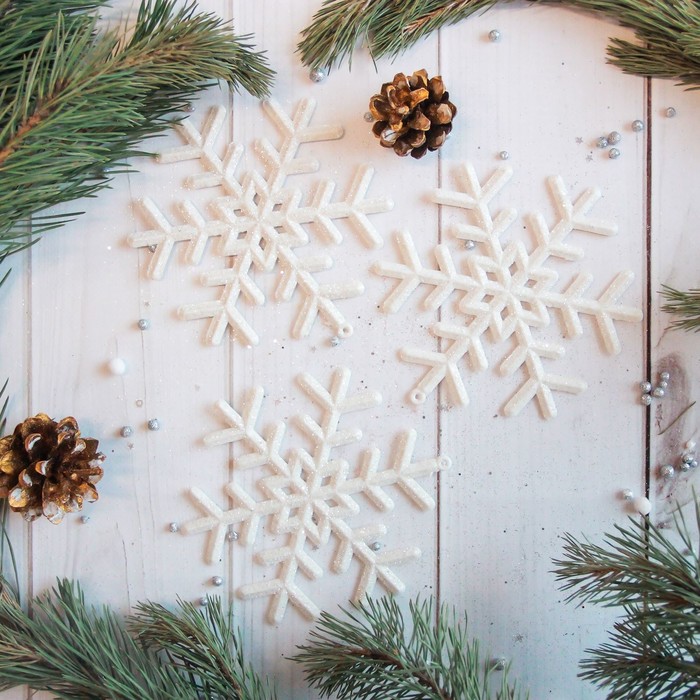 Украшение новогоднее "Белая снежинка" (набор 3 шт) d-12 см