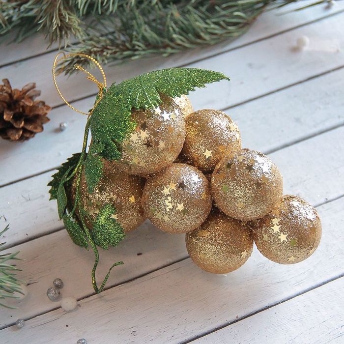 Украшение ёлочное "Виноградная гроздь" звёздная пыль 8*11 см