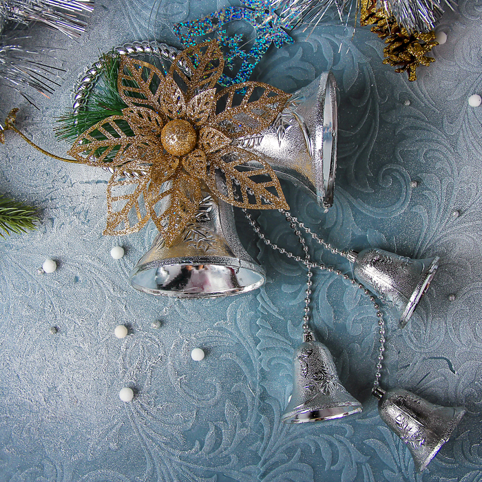 Украшение новогоднее "Феерия праздника" колокольчики, цветок 15*35 см