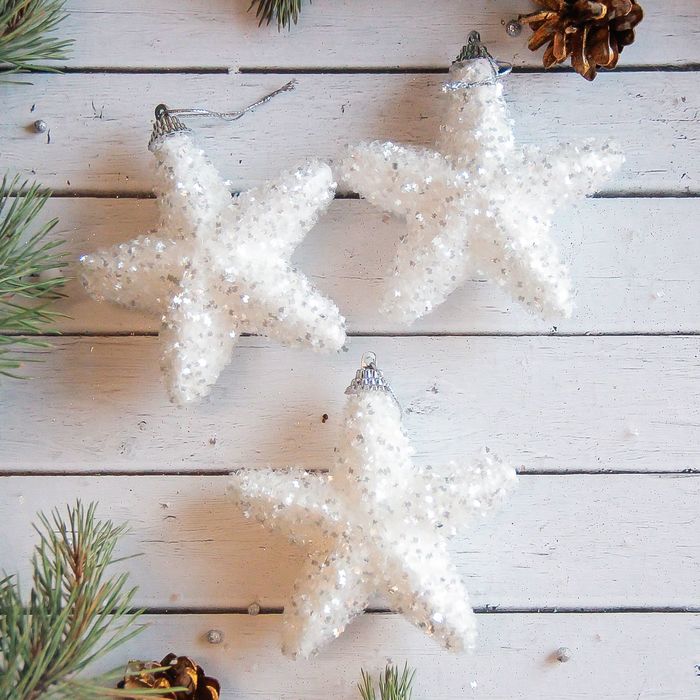 Украшение ёлочное "Звезда-пушинка" (набор 3 шт) d-8,5 см