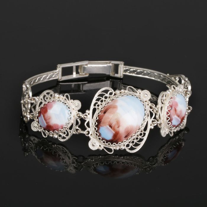 Браслет финифть "Эффект-1" посеребрение, ручная работа