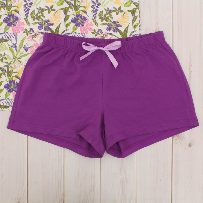 Комплект женский (футболка, шорты) 8829 цвет фиолетовый, р-р 50