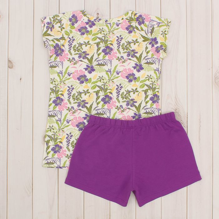 Комплект женский (футболка, шорты) 8829 цвет фиолетовый, р-р 50