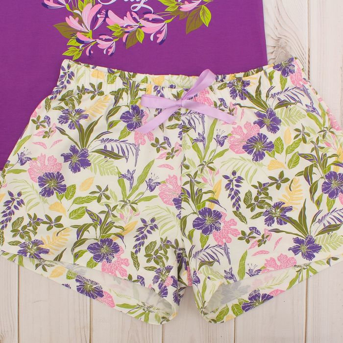 Комплект женский (майка, шорты) 8828 цвет фиолетовый, р-р 50