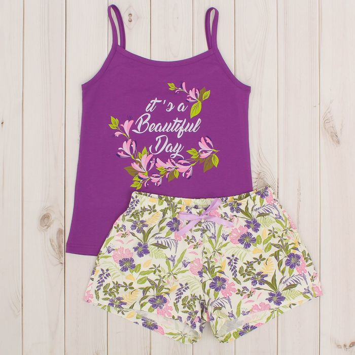 Комплект женский (майка, шорты) 8828 цвет фиолетовый, р-р 48