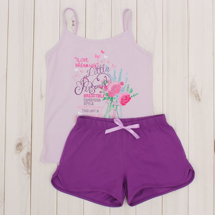 Комплект женский (майка, шорты) 8865 цвет фиолетовый, р-р 48
