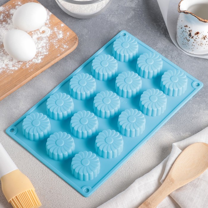 Форма для выпечки, 15 ячеек, 27х17х2 см "Гербера" МИКС