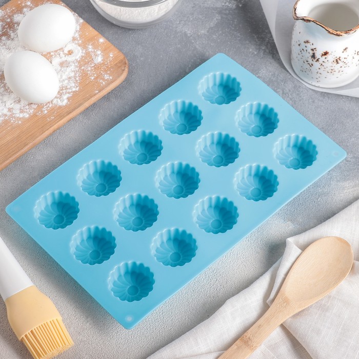 Форма для выпечки, 15 ячеек, 27х17х2 см "Гербера" МИКС