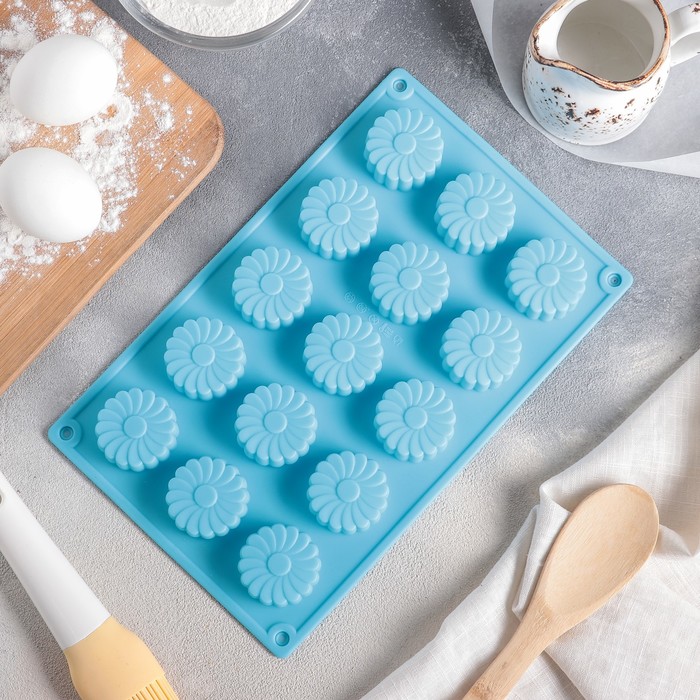 Форма для выпечки, 15 ячеек, 27х17х2 см "Гербера" МИКС