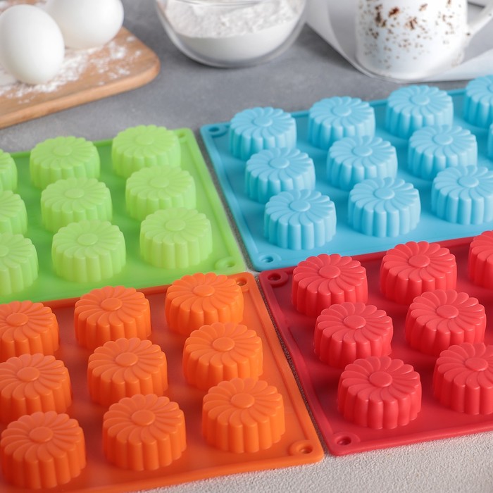 Форма для выпечки, 15 ячеек, 27х17х2 см "Гербера" МИКС