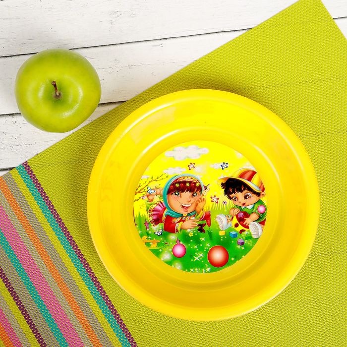 Тарелка детская, диаметр 15,5 см, высота 3,5 см, пластиковая с рисунком, цвета МИКС