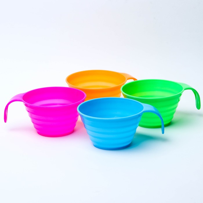 Набор детских мисок, 250 мл, 4 шт., с ручкой, цвета МИКС