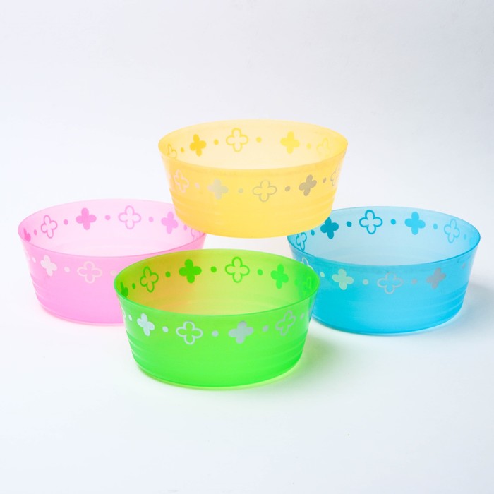 Набор детских мисок, 400 мл, 4 шт., с рисунком, цвета МИКС