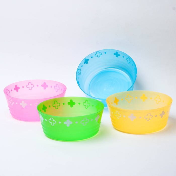 Набор детских мисок, 400 мл, 4 шт., с рисунком, цвета МИКС