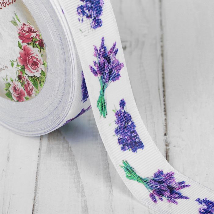 Лента репсовая "Лаванда", 25мм, 18±1м