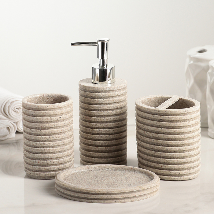 Набор аксессуаров для ванной комнаты, 4 предмета "Флора"