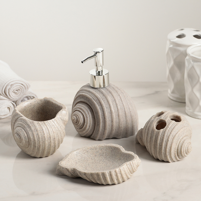 Набор аксессуаров для ванной комнаты, 4 предмета "Рябь"