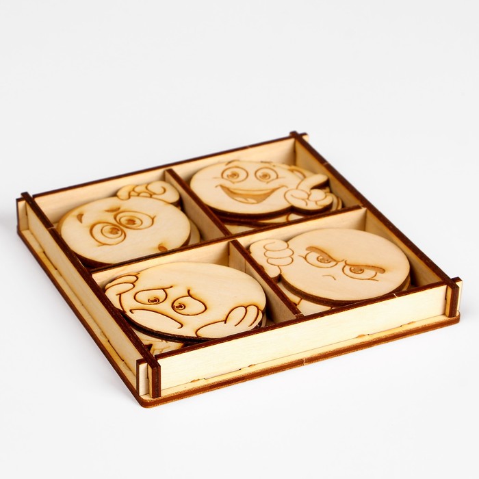 Набор заготовок для творчества «Смайлики», 12 шт, размер деталей 4х4 см