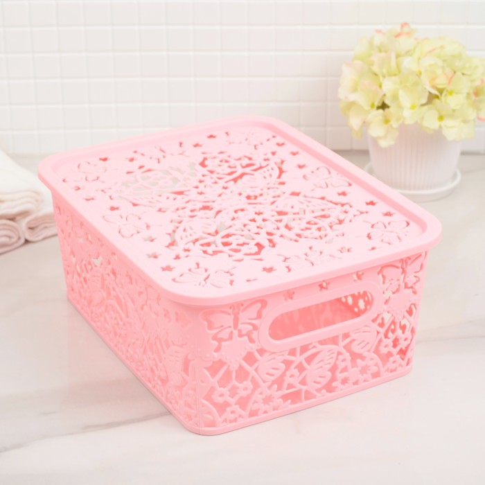 Контейнер для хранения "Бабочки", цвет розовый