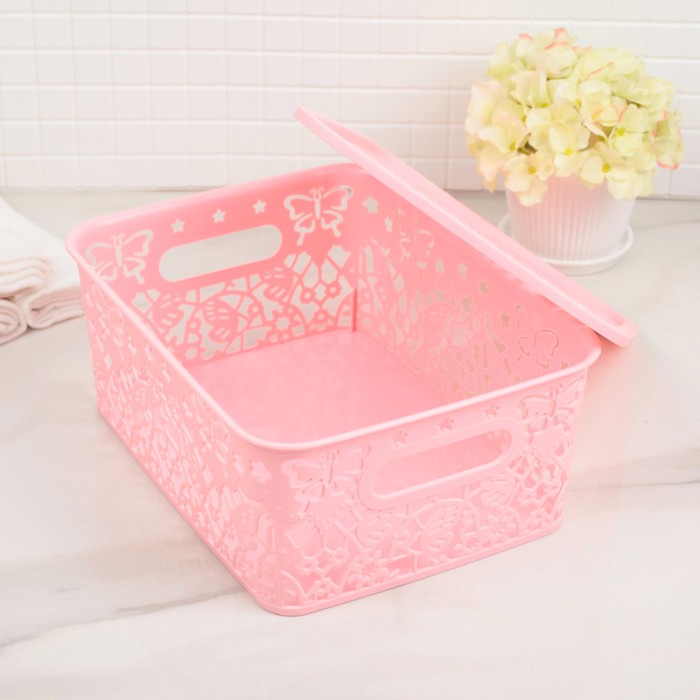 Контейнер для хранения "Бабочки", цвет розовый