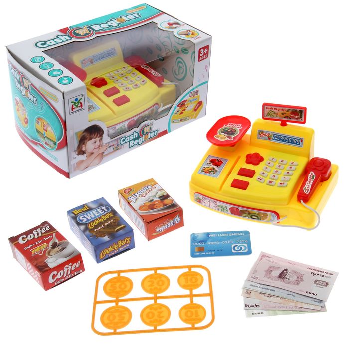 Касса-малышка, жёлтая, световые и звуковые эффекты