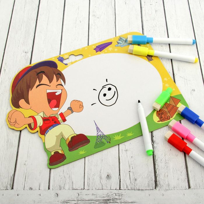 Доска для рисования "Большое путешествие" + маркер со стиралкой МИКС