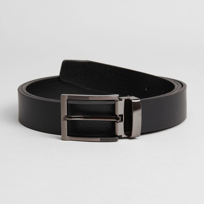 Ремень мужской, пряжка хомут под тёмный металл, цвет чёрный