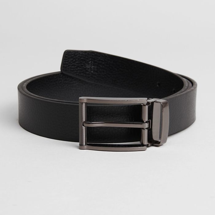 Ремень мужской, пряжка хомут под тёмный металл, цвет чёрный