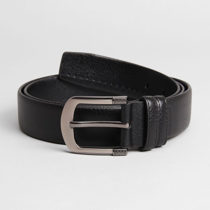 Ремень мужской, ширина 3.5 см, винт, пряжка металл, цвет чёрный