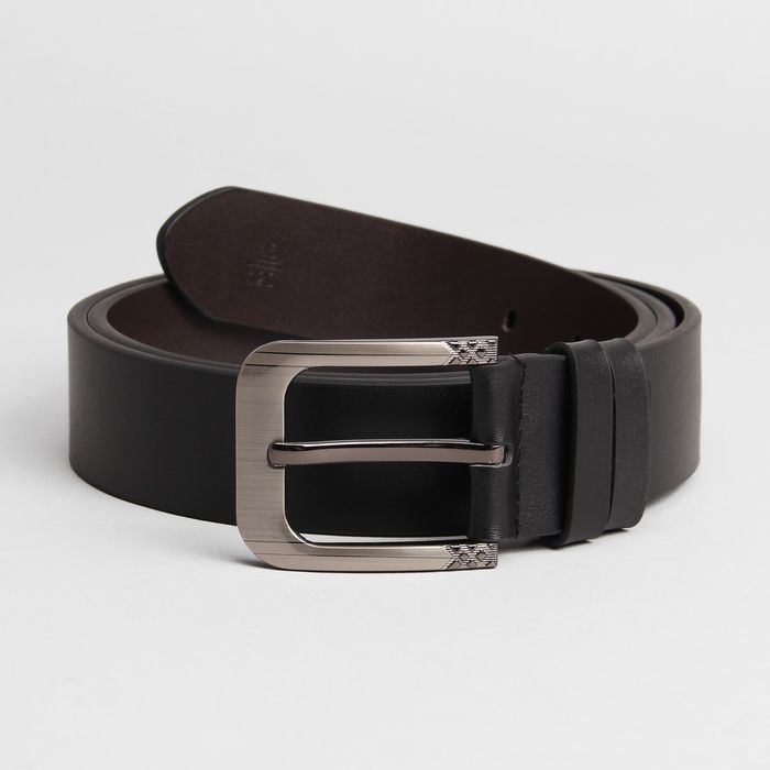 Ремень мужской, винт, пряжка металл, цвет чёрный гладкий