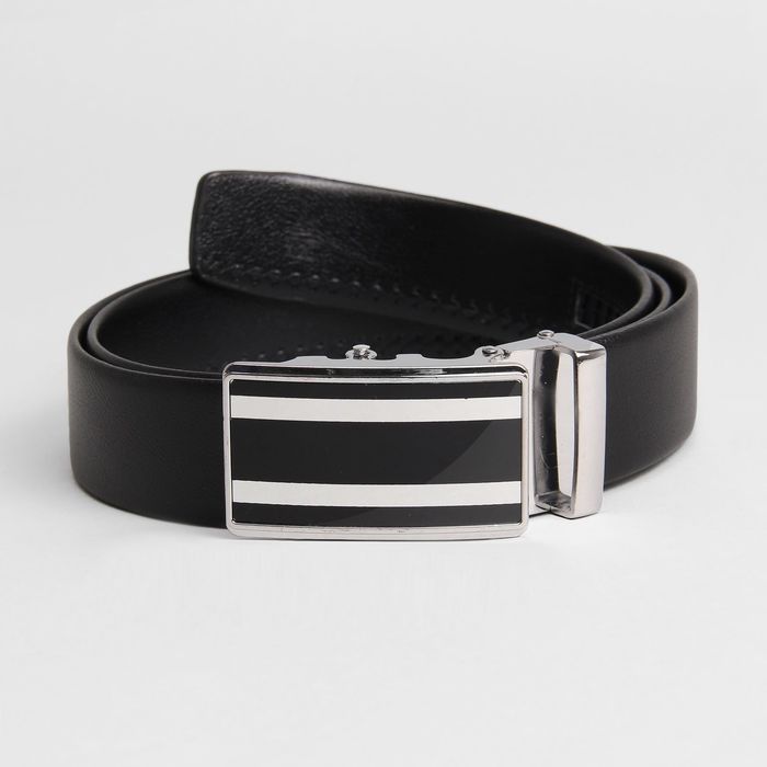 Ремень мужской, пряжка - автомат металл, ширина - 3,5 см, цвет чёрный