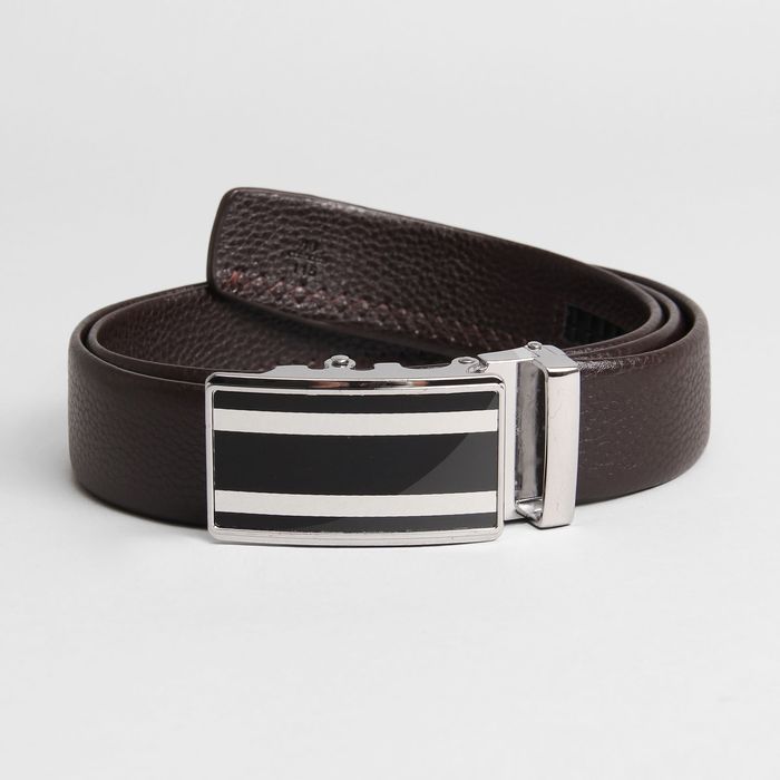 Ремень мужской, пряжка - автомат металл, ширина - 3,5 см, цвет кофе